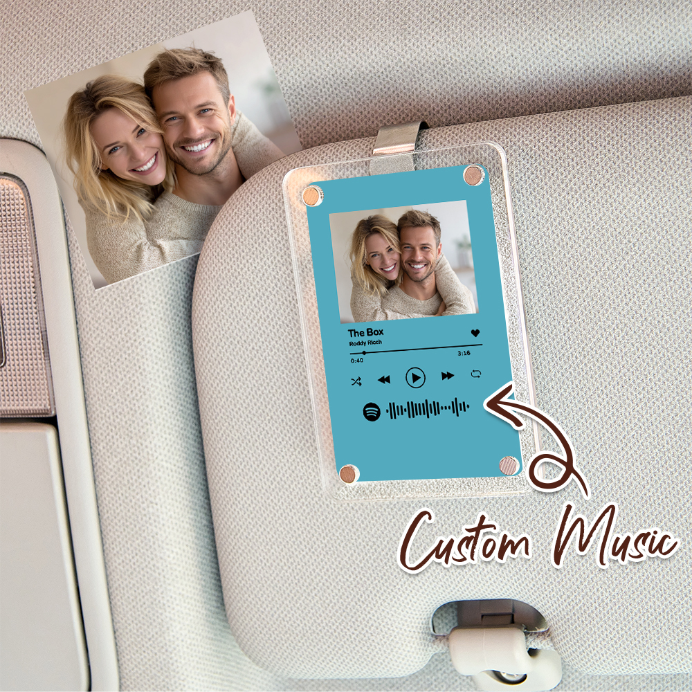 Personalized Song Spotify Gift for Him Anniversary Photo Car Visor Clip, Romantic Drive Safe Gift, Unique Couples Keepsake, Wedding Gifts