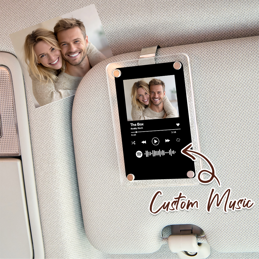 Personalized Song Spotify Gift for Him Anniversary Photo Car Visor Clip, Romantic Drive Safe Gift, Unique Couples Keepsake, Wedding Gifts