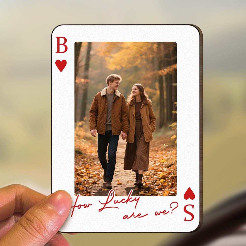 King & Queen Custom Couples Photo Drive Safe I Love You We're A Perfect Pair - Personalized Wooden Photo Car Visor Clip