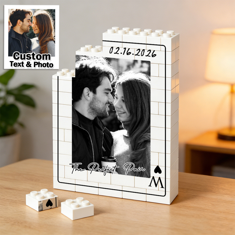 Custom Photo Brick Puzzle Frame – Build Your Love, A Romantic Couple G