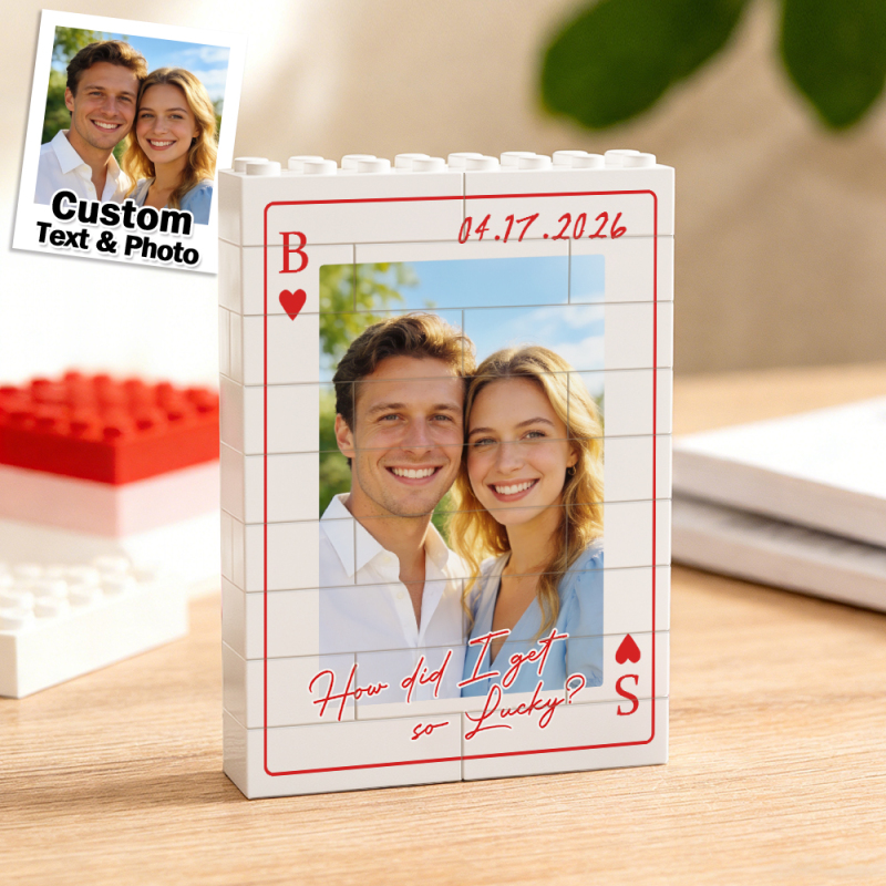 Custom Photo Brick Puzzle Frame – Build Your Love, A Romantic Couple G