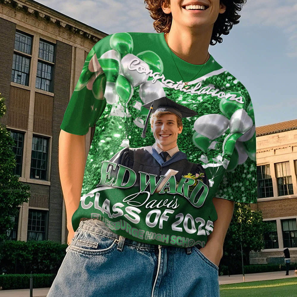 Personalized Photo 3D Graduation T-Shirt with Name & Year Gift