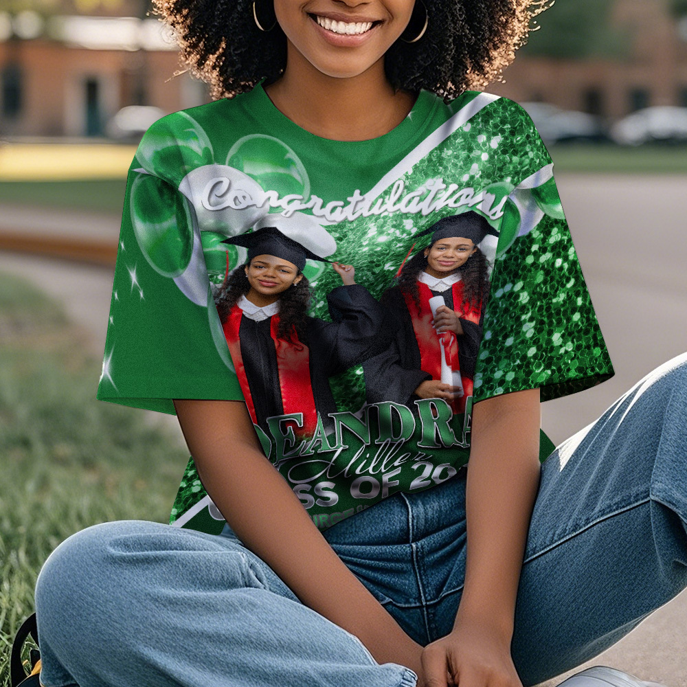 Personalized Photo 3D Graduation T-Shirt with Name & Year Gift