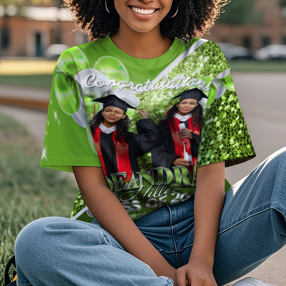 Personalized Photo 3D Graduation T-Shirt with Name & Year Gift