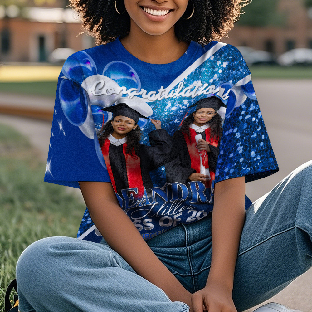 Personalized Photo 3D Graduation T-Shirt with Name & Year Gift