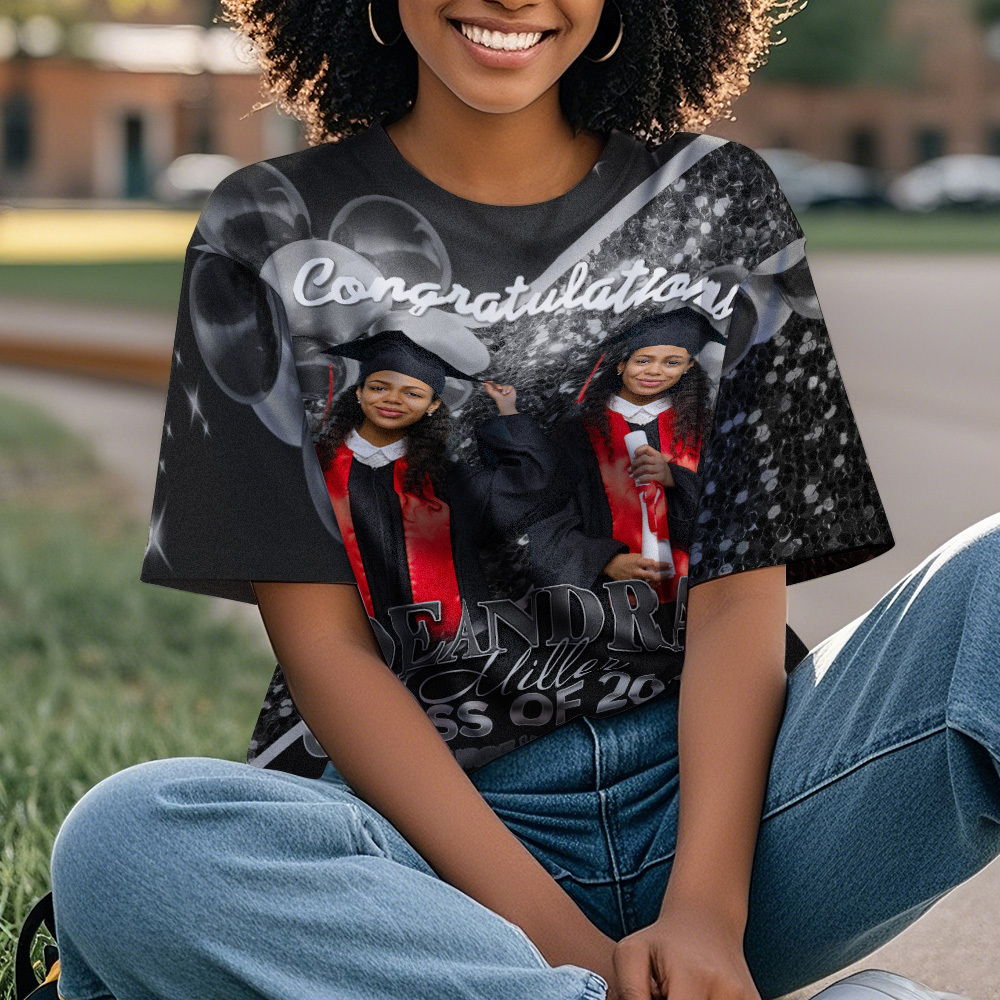 Personalized Photo 3D Graduation T-Shirt with Name & Year Gift