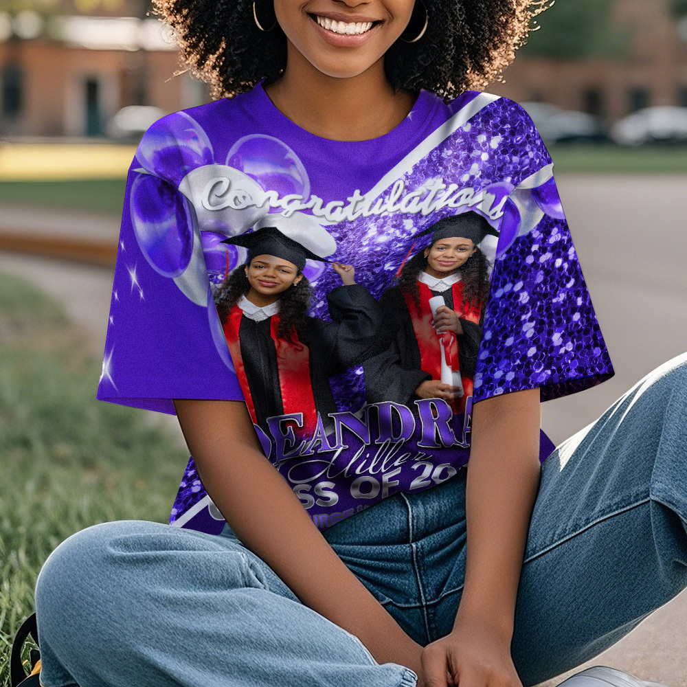 Personalized Photo 3D Graduation T-Shirt with Name & Year Gift