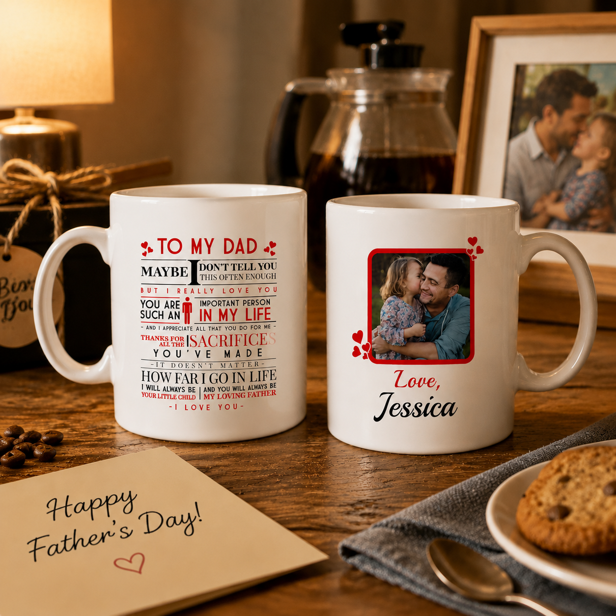 Custom To My Dad Photo Mug - Personalized Father's Day Gift from Kids