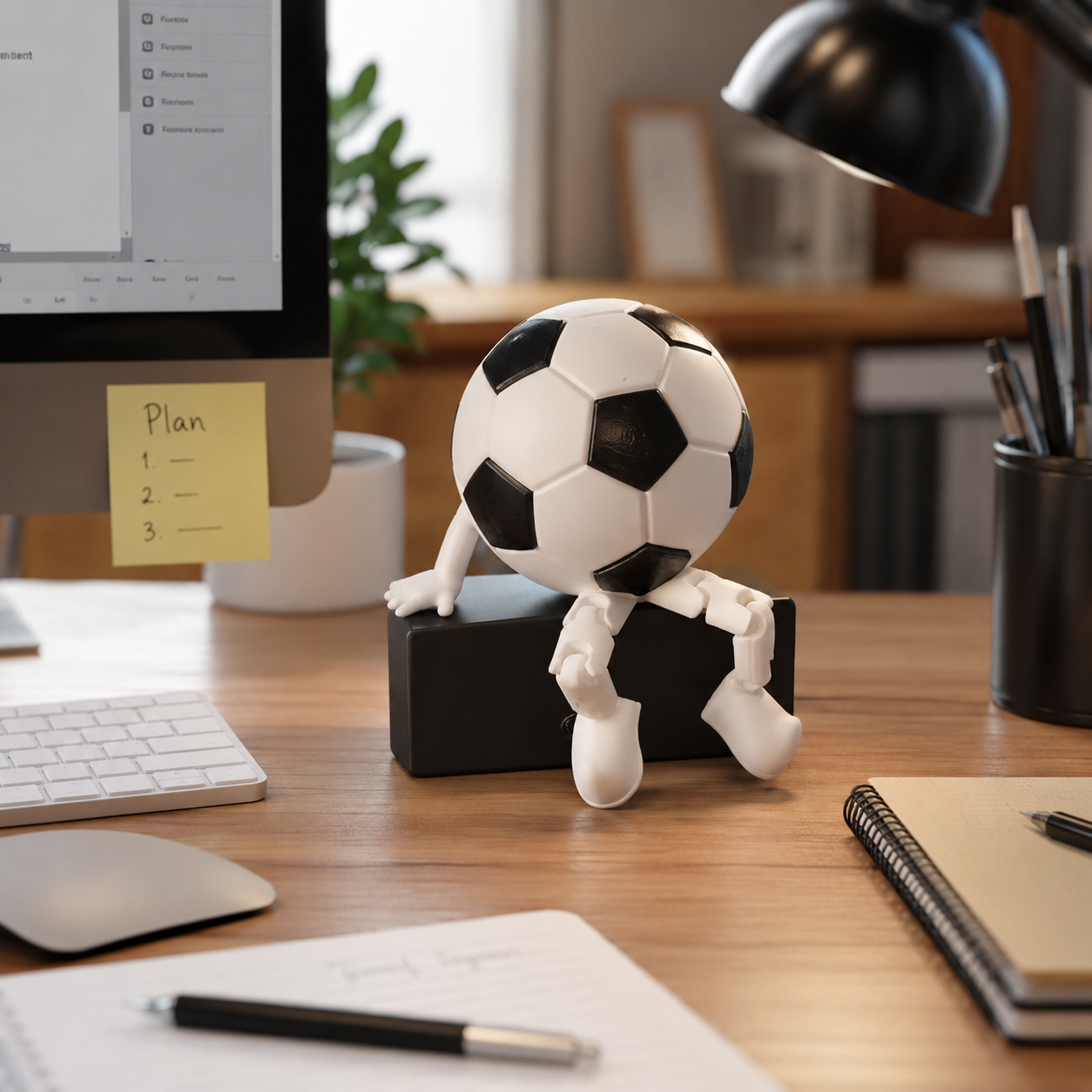 Cute Football Boy Dashboard Ornament - Fun Posable Soccer Ball Figure Car Interior Decoration - Creative Football Fan Office Desk Gifts