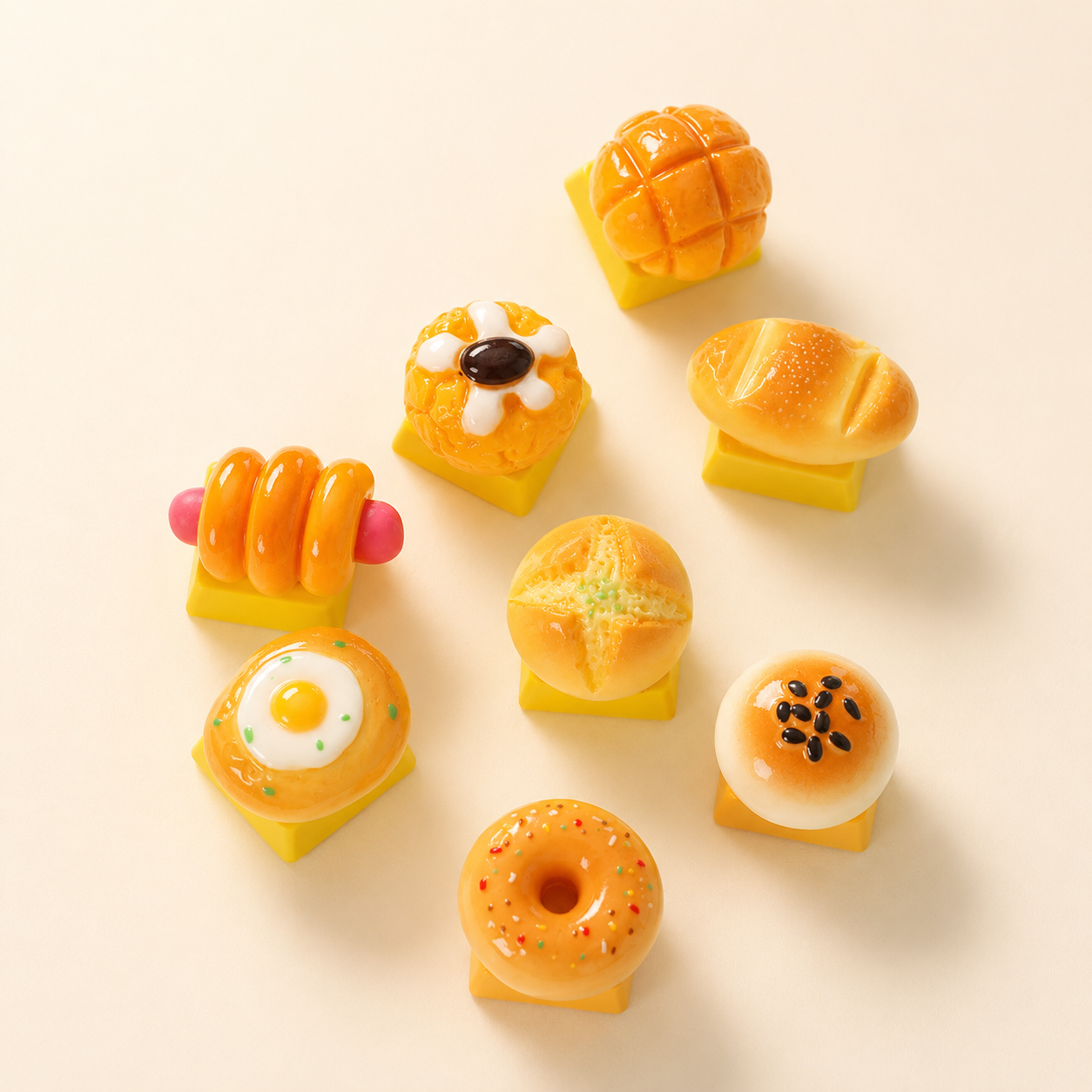 Cute Miniature Bakery & Food Artisan Keycaps - Realistic Handmade Resin Keycap for Cherry MX Mechanical Keyboards
