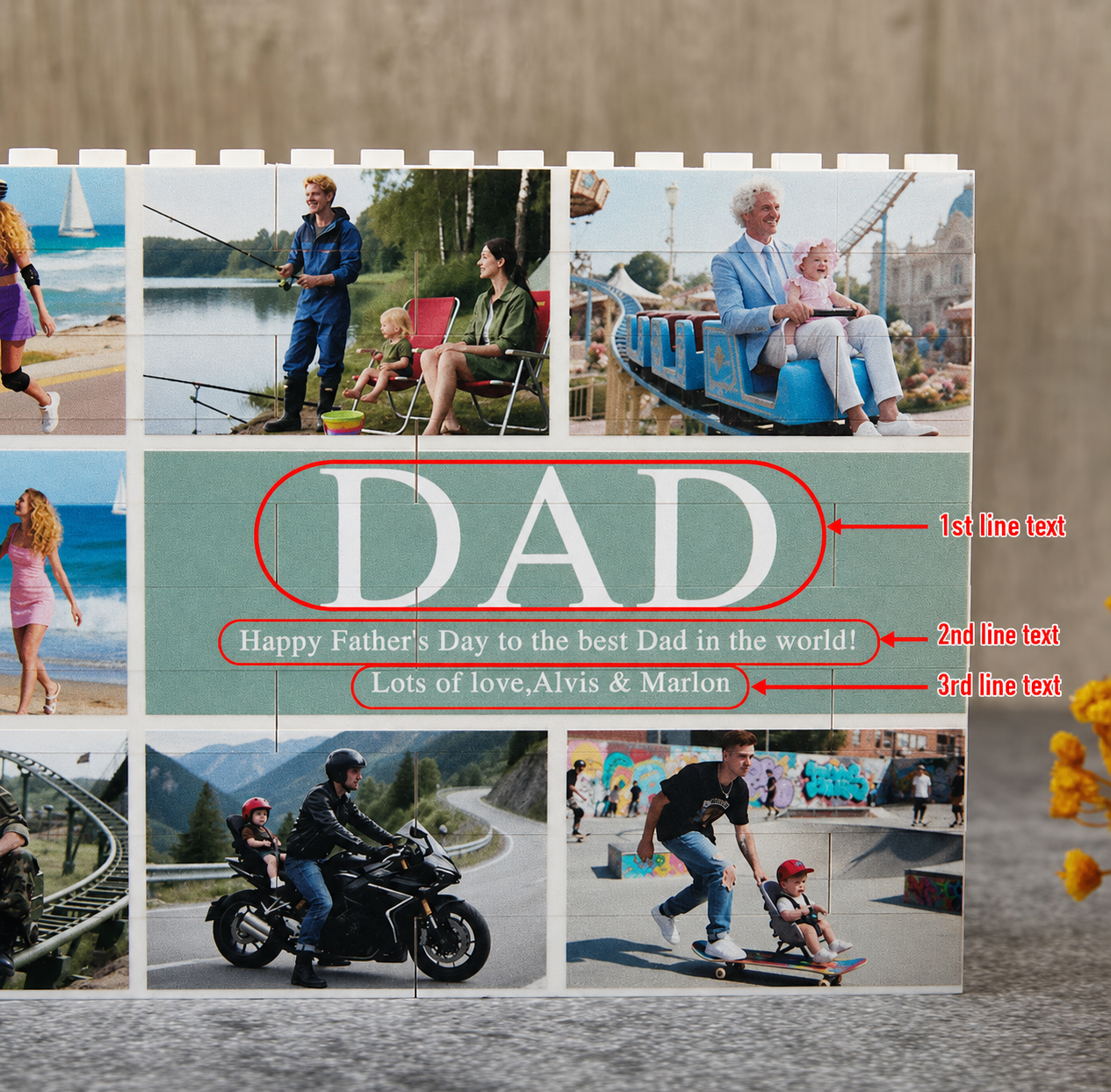 Custom Photo Building Block Puzzle Brick | Personalized Father's Day Gift for Dad Grandfather | Desktop Acrylic Picture Keepsake Block