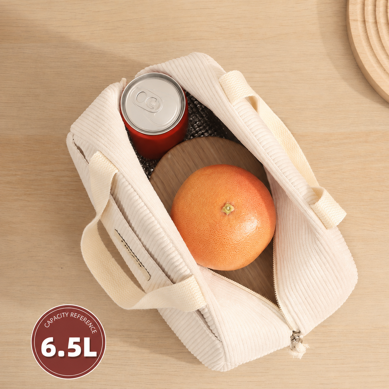 Insulated Corduroy Lunch Bag - Aesthetic Thermal Bento Tote for School & Office, Back to School Leakproof Meal Prep Bag