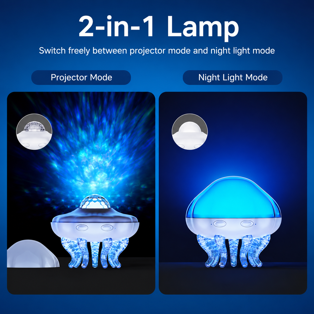 Jellyfish Ocean Wave Projector & Bluetooth Speaker – White Noise Machine, RGB Ambient Water Ripple Light with Interchangeable Covers, Bedside Night Lamp for Sleep & Room Decor