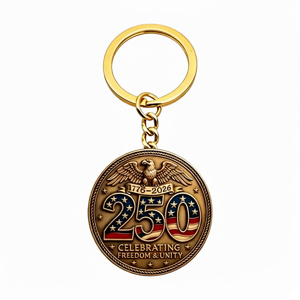 250th Anniversary Challenge Coin Keychain,Patriotic American History Collectible Keyring Gift
