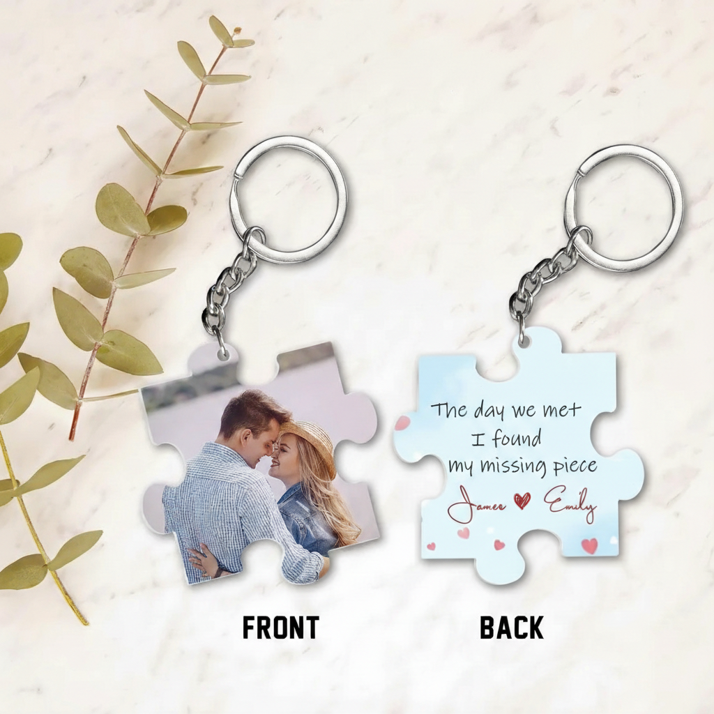 Custom Photo Keychain for Couples - Valentine's Day Gift