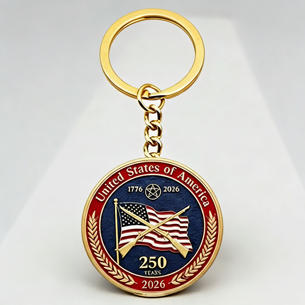 250th Anniversary Challenge Coin Keychain,Patriotic American History Collectible Keyring Gift