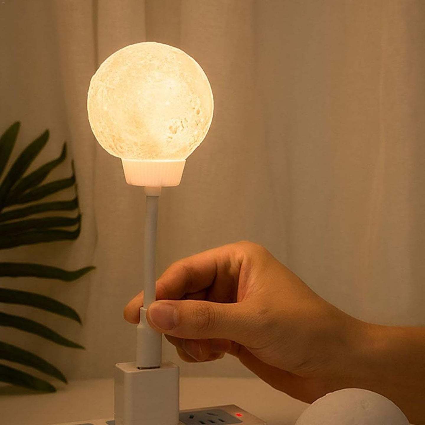 Smart Voice Control Moon Lamp - Plug-in Night Light for Calm Bedrooms