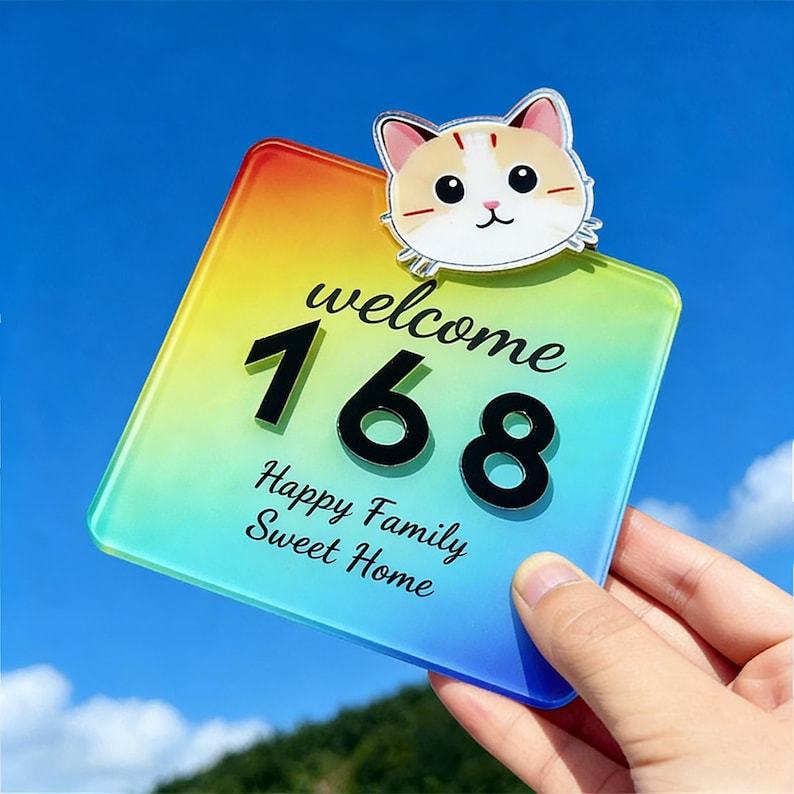 Swinging Pet Portrait CustomDoorplate - Personalized acrylic plaques, customizable with portraits of people or pets; the portraits can swing