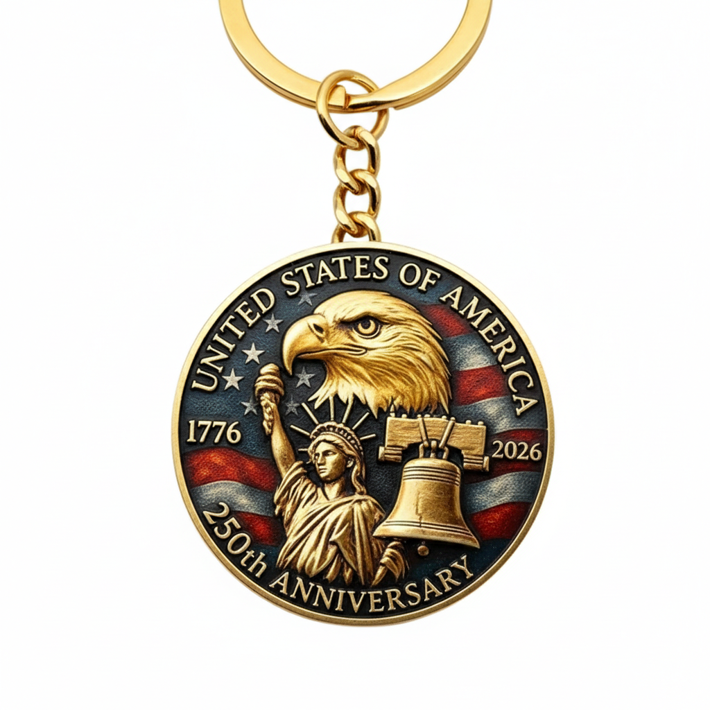 250th Anniversary Challenge Coin Keychain,Patriotic American History Collectible Keyring Gift