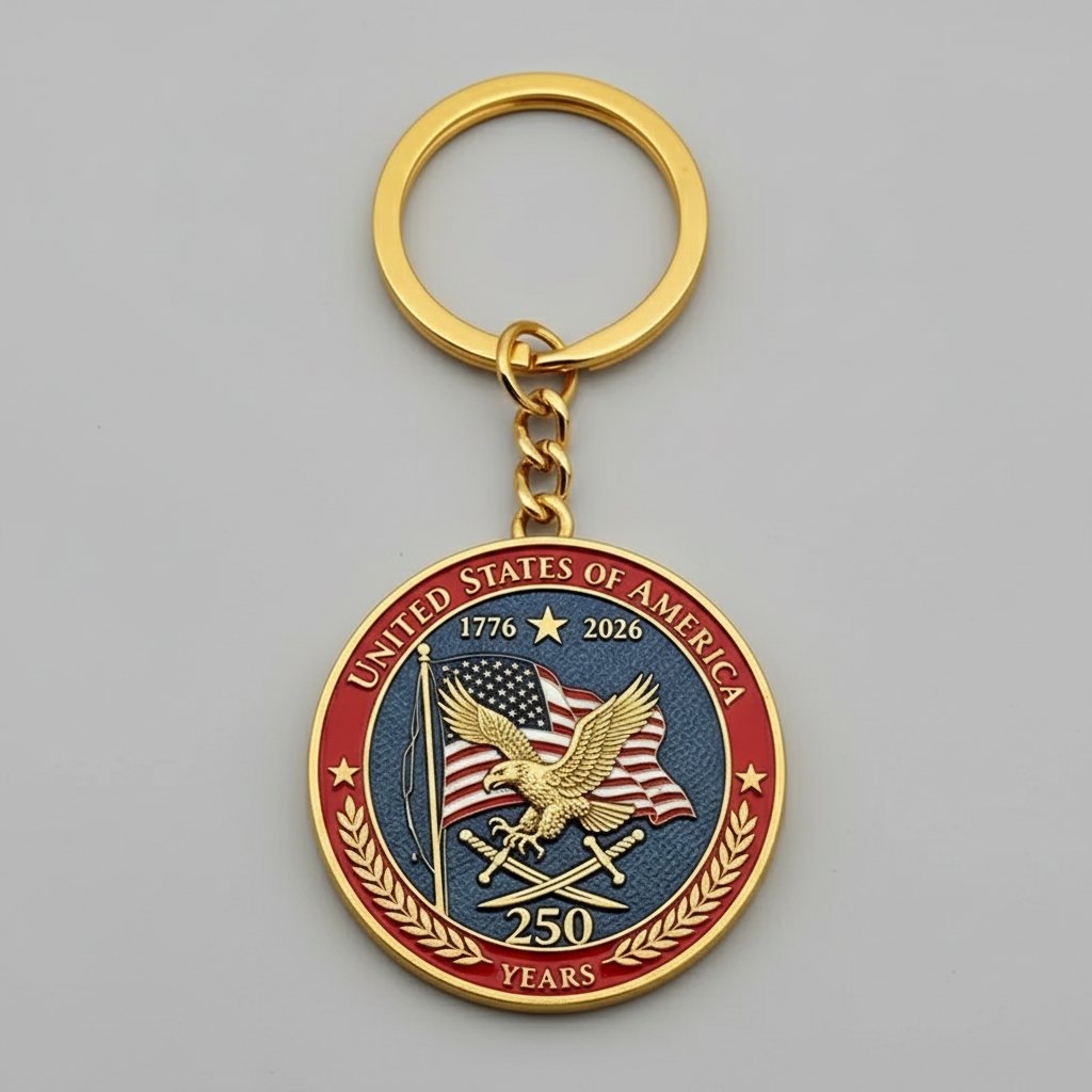250th Anniversary Challenge Coin Keychain,Patriotic American History Collectible Keyring Gift