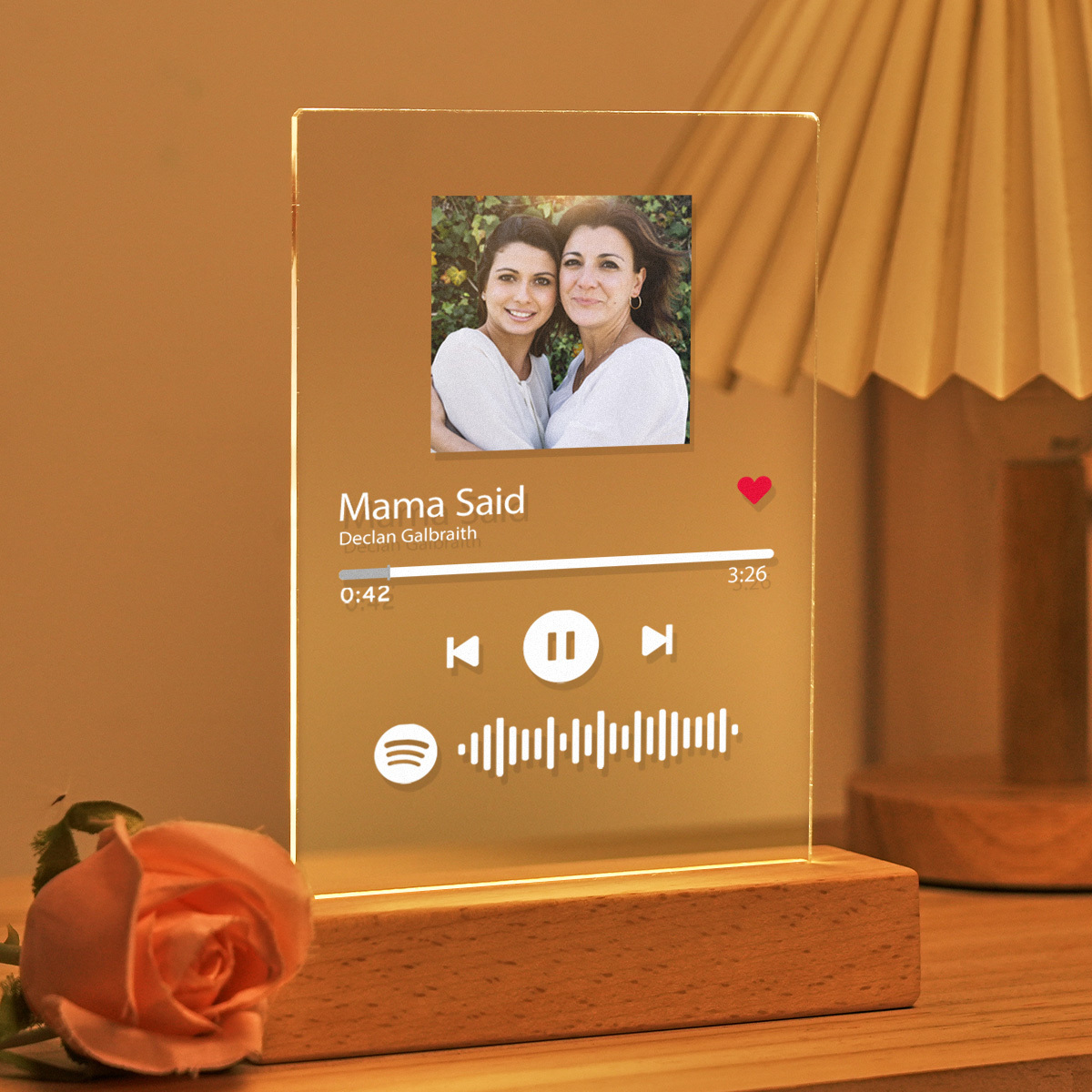 Anniversary Gift Custom Spotify Plaque Night Light Lamp with Photo