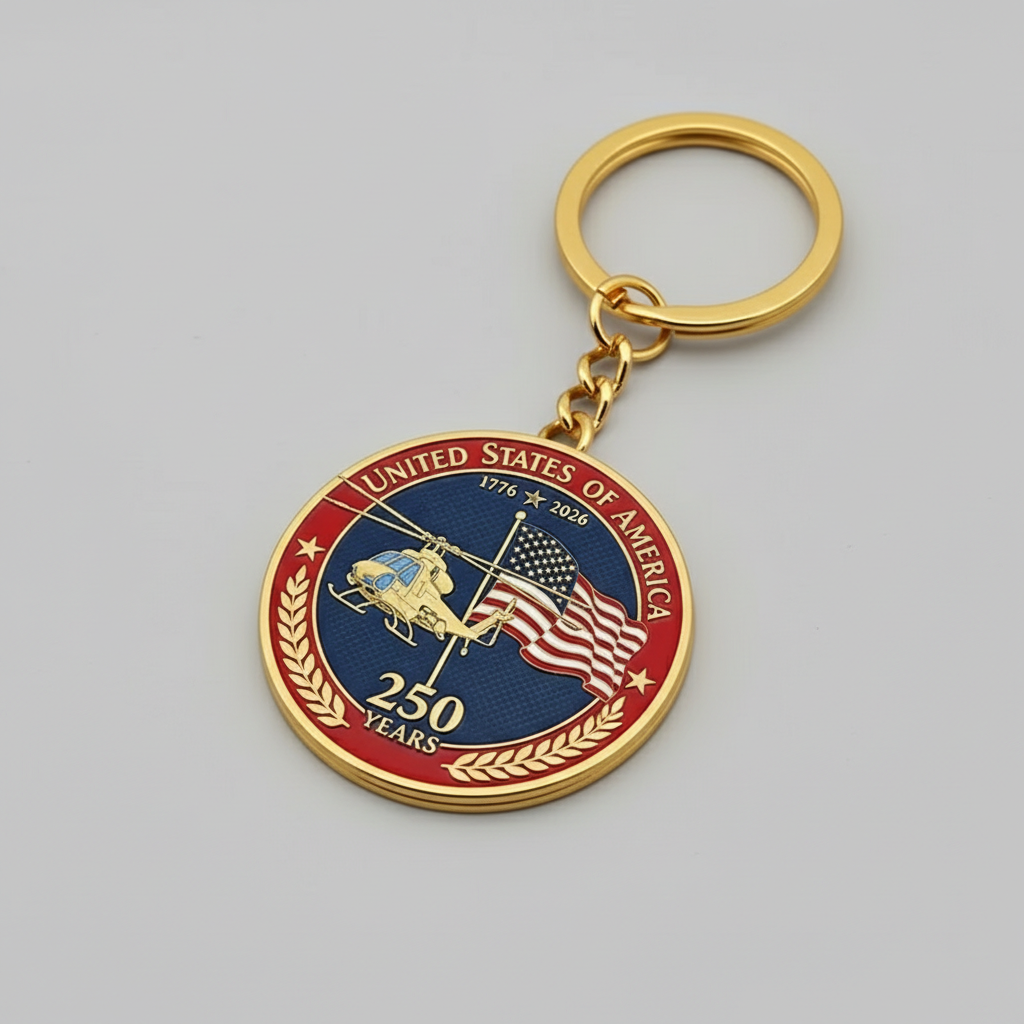 250th Anniversary Challenge Coin Keychain,Patriotic American History Collectible Keyring Gift