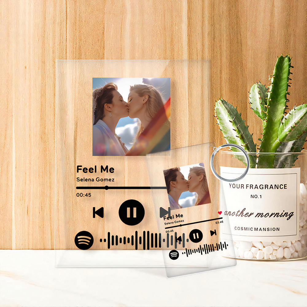 Custom Rainbow Gifts LGBT Gift Custom Spotify Glass Scannable Spotify Music Code Plaque Artwork Night Light