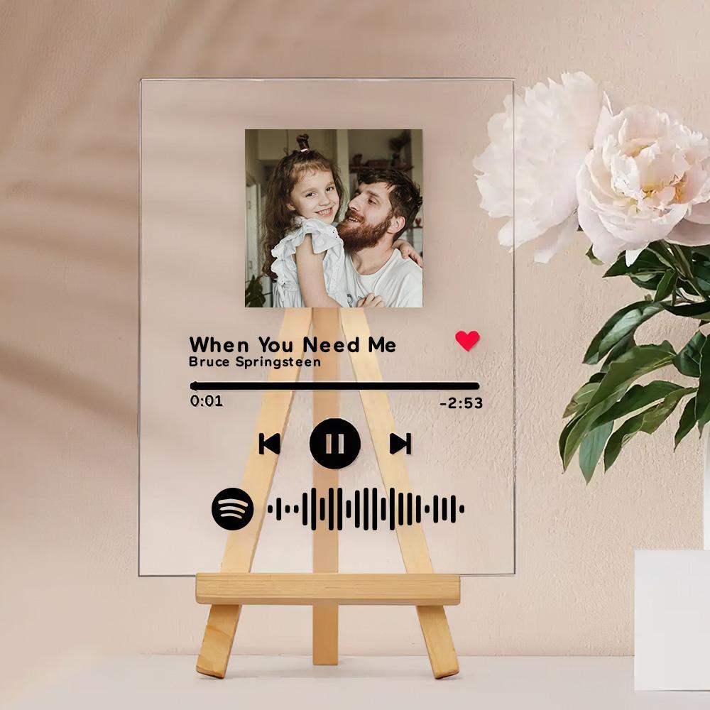 Father's Day Gift Custom Spotify Glass Night Light Scannable Spotify Music Code Plaque Artwork