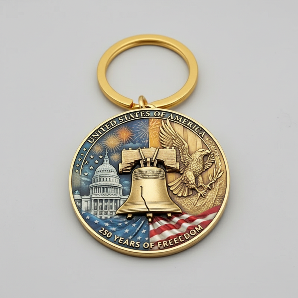 250th Anniversary Challenge Coin Keychain,Patriotic American History Collectible Keyring Gift