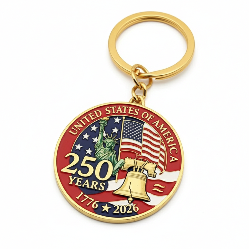 250th Anniversary Challenge Coin Keychain,Patriotic American History Collectible Keyring Gift