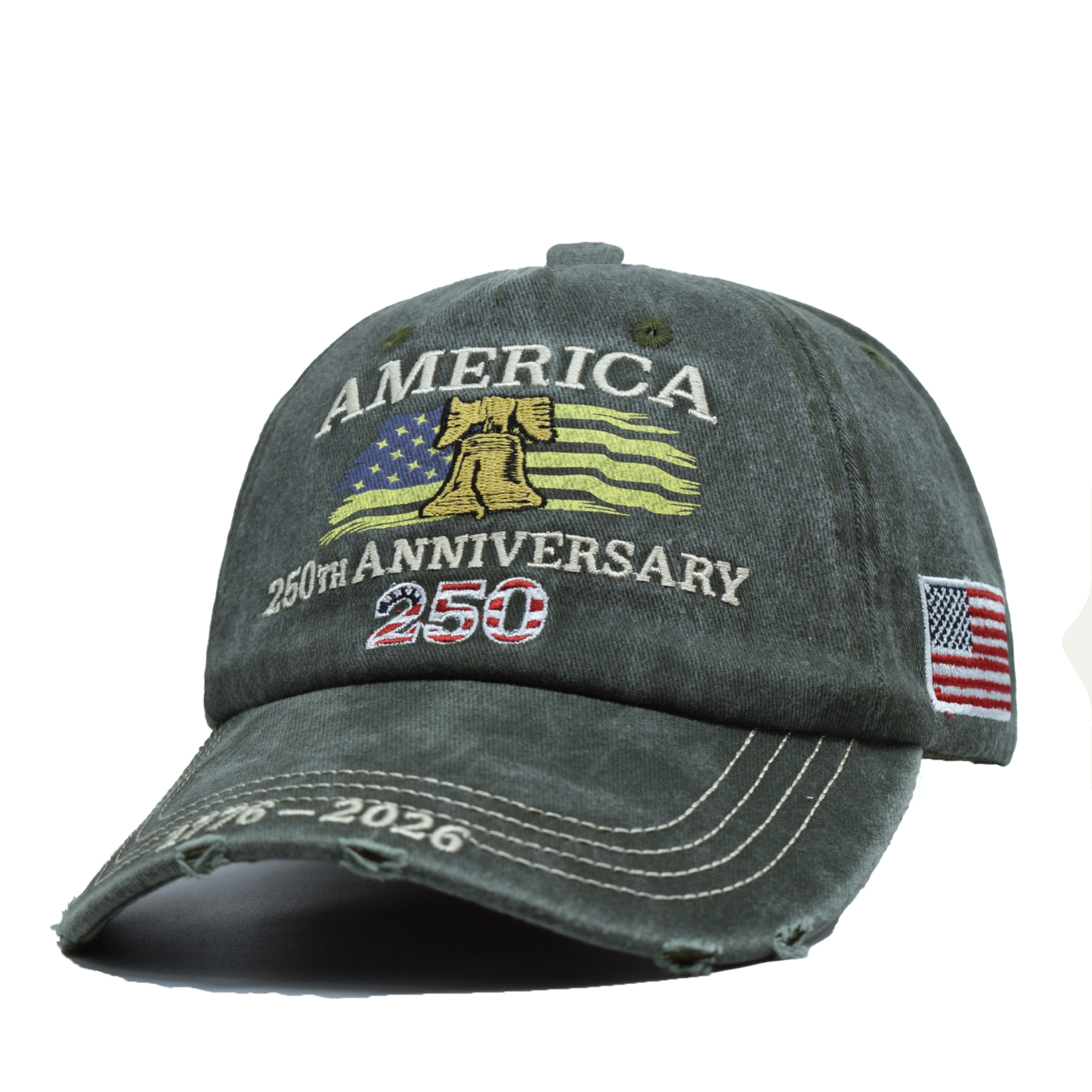 Adjustable Baseball Cap Celebrating The 250Th Anniversary of American Independence, Featuring a Distressed Patriotic Design