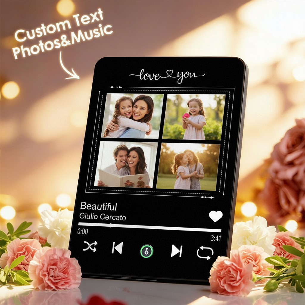 Custom Music Photo Plaques Personalized Music Plaque Can Play Songs Gift for Mother's DAY
