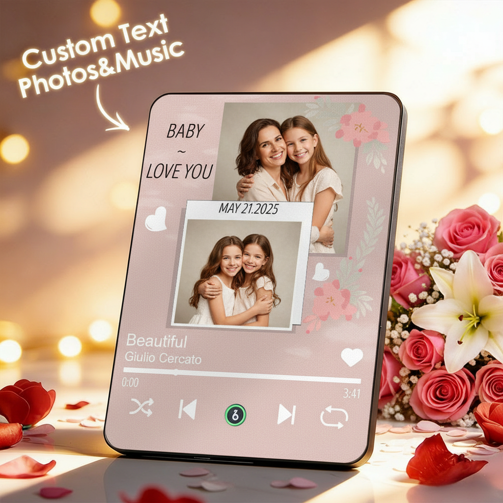 Custom Music Photo Plaques Personalized Music Plaque Can Play Songs Gift for Mother's DAY