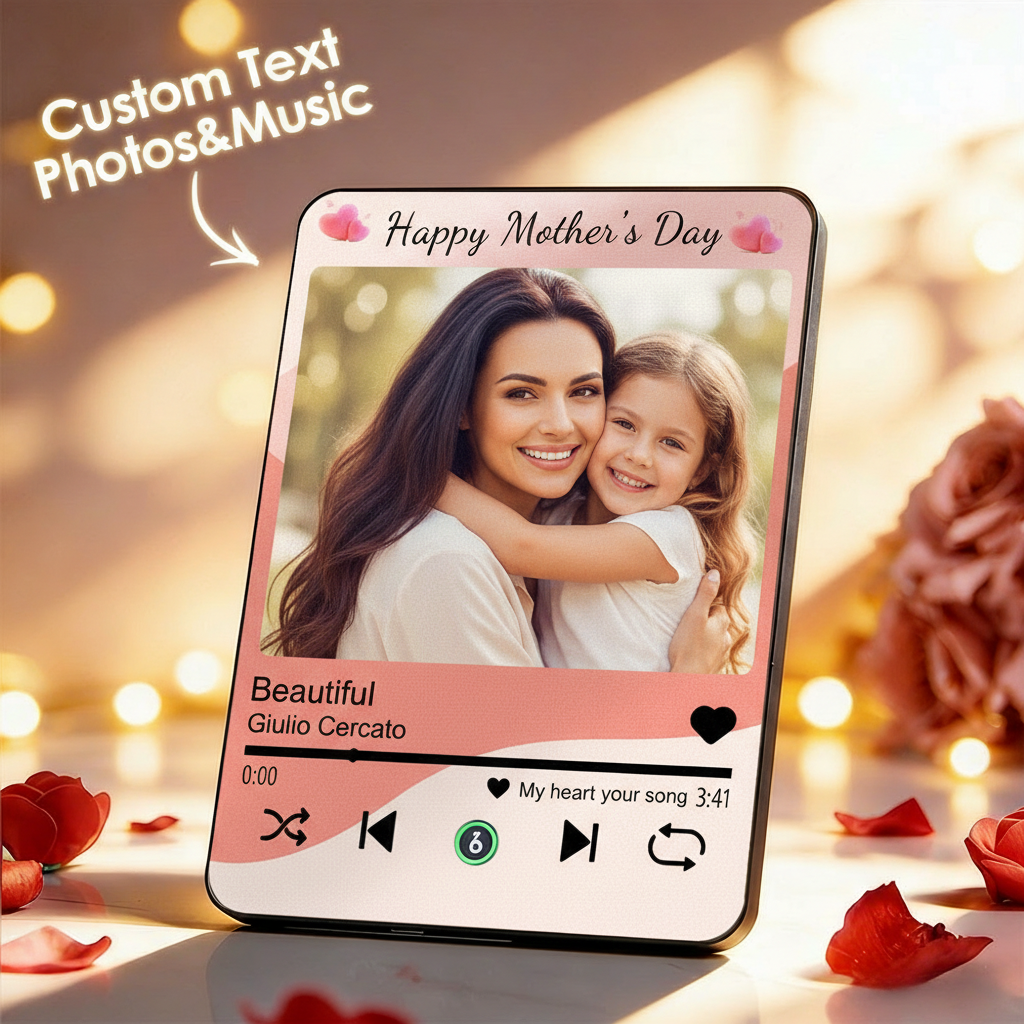 Custom Music Photo Plaques Personalized Music Plaque Can Play Songs Gift for Mother's DAY