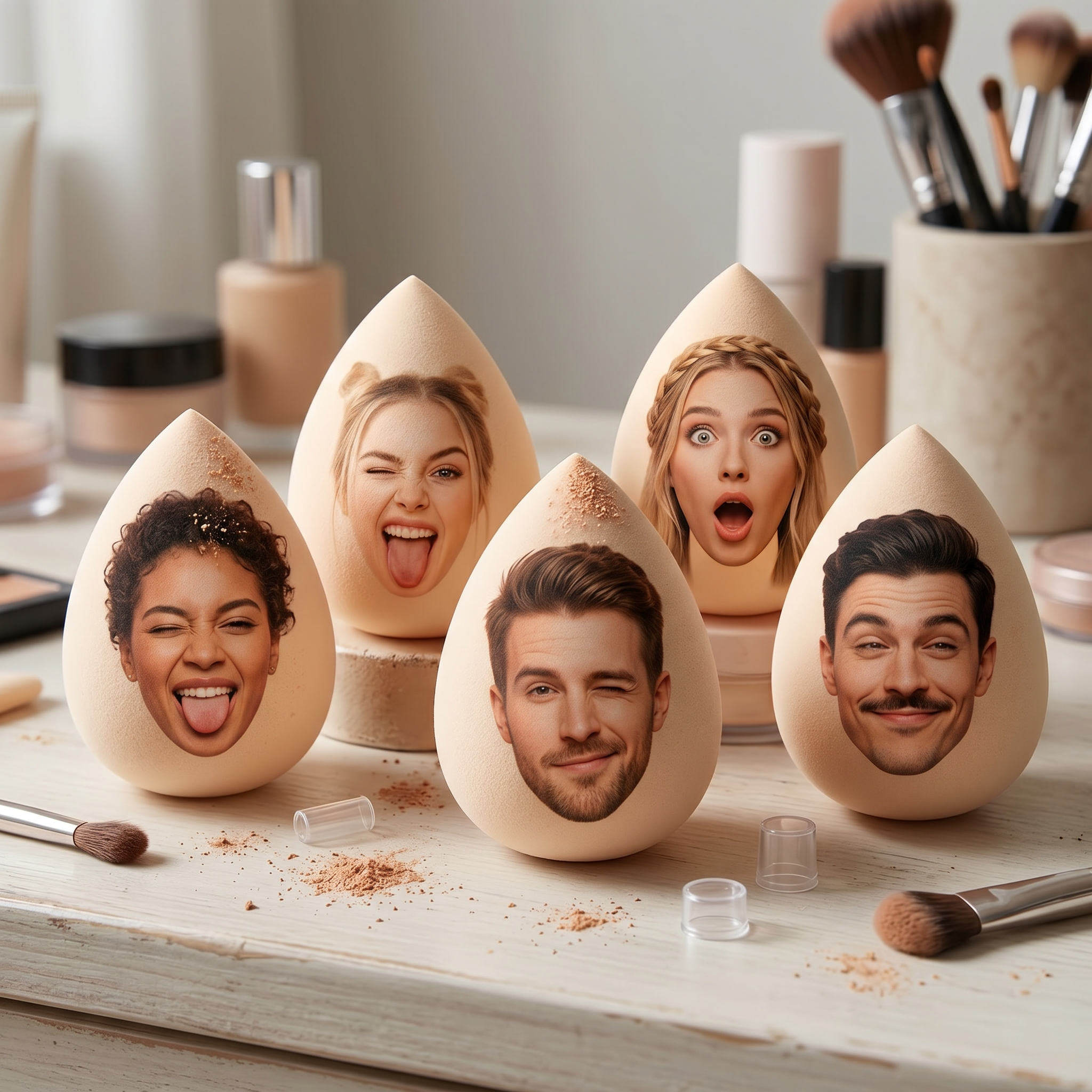 Funny Custom Expression Egg Squishy Toy - Personalized Prank Face Stress Relief Squeeze Toy, Creative Egg & Makeup Sponge Shape Maltose Squishy for Anxiety Relief