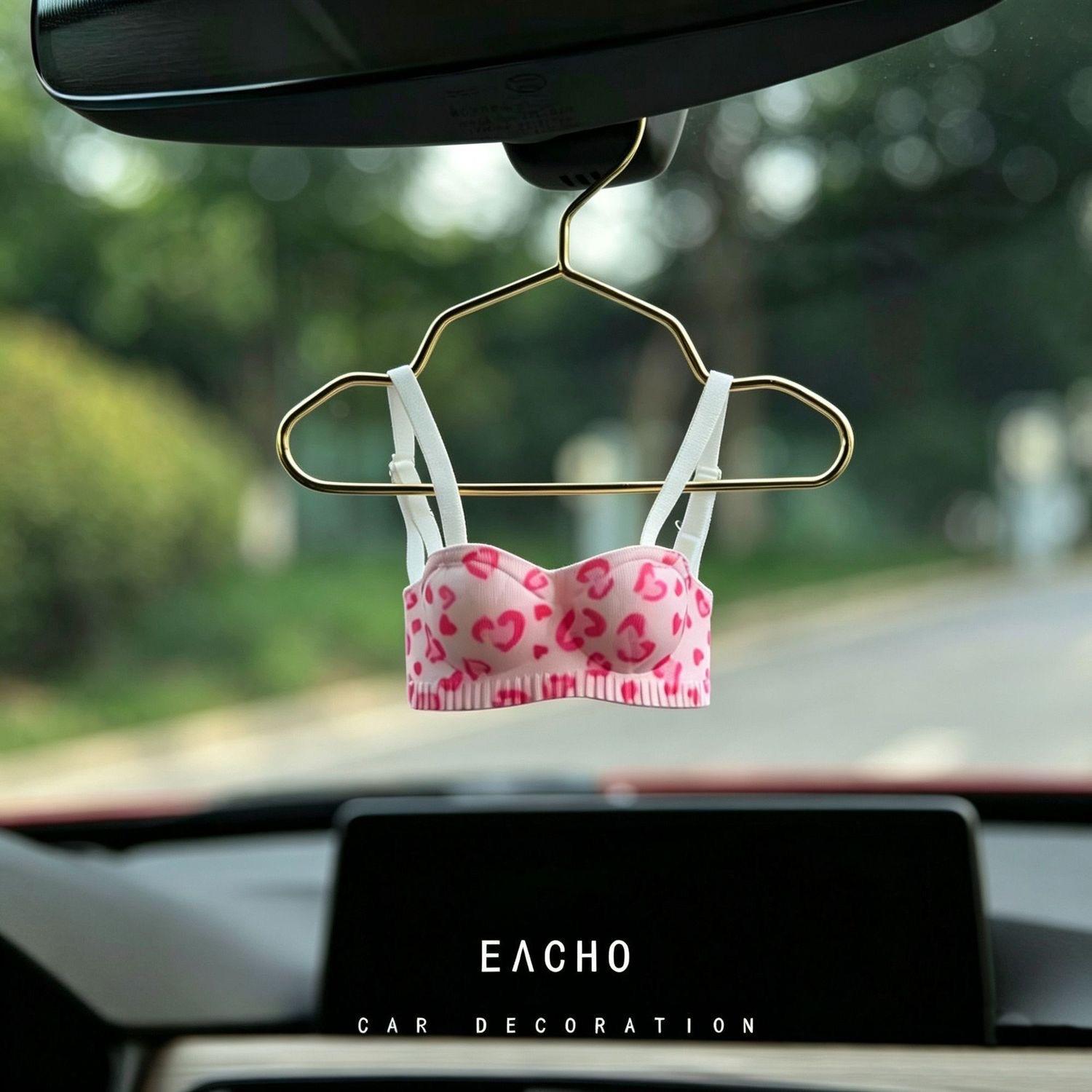Cute Mini Bra Car Charm, Kawaii Rearview Mirror Ornament, Soft Y2K Car Decor Gift for Her - MySpotifyGlass