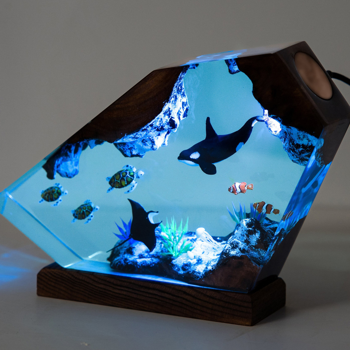 Killer Whale and Sea Turtle Resin Night Light Ocean Lamp Handmade Home Decor Special Gift Ideas