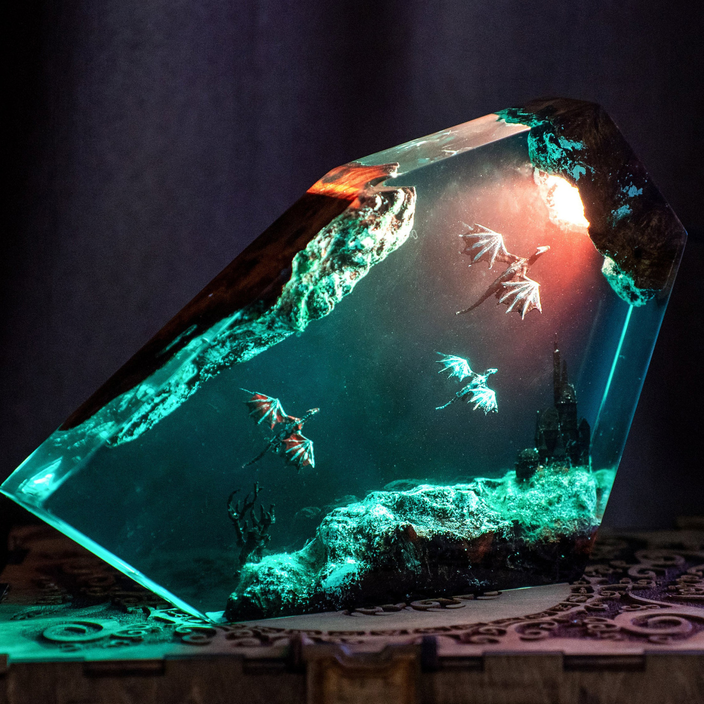 Fire Dragon And Ice Dragon Resin Lamp Dragon Resin Night Light 3D Dragon Night Light Lighting Home Gift For Him