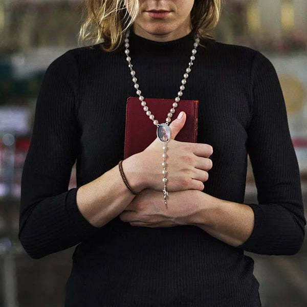 Custom Rosary Beads Cross Multi-Color Necklace Personalized Necklace with Photo Memorial Gift for Women -