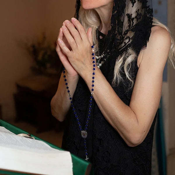 Custom Rosary Beads Cross Multi-Color Necklace Personalized Necklace with Photo Memorial Gift for Women -