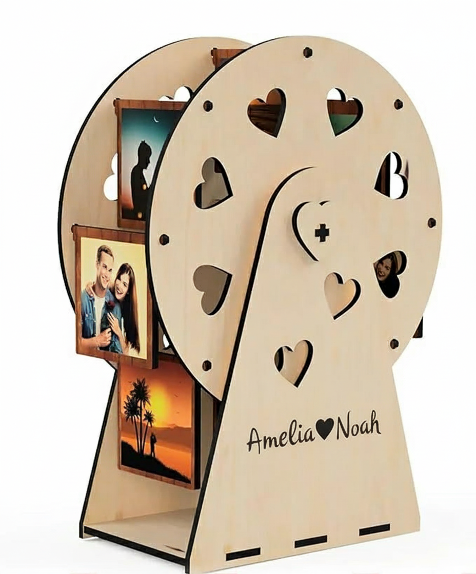 Custom Wooden Ferris Wheel Personalized Photo Book Gift for Couple Valentine Gift
