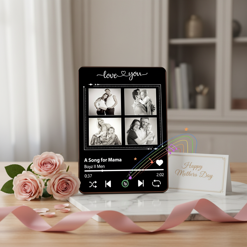Custom Mother's Day Music Plaque with Family Photos, Personalized Song Plaque Gift for Mom