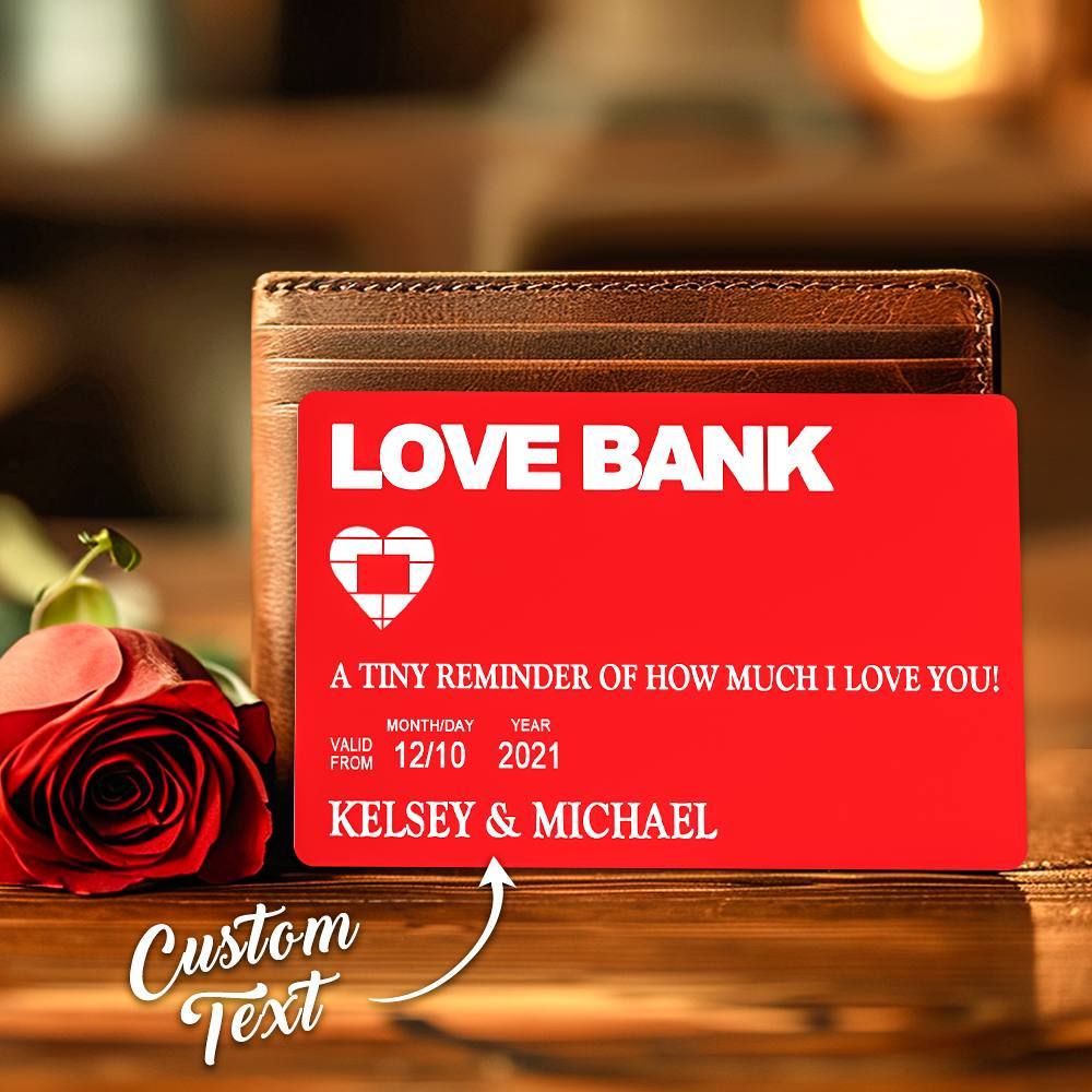 Custom Engraved Wallet Card Insert Love Bank Mock Credit Card Gift For Couples