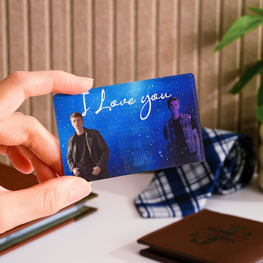 Custom 3-Photo Lenticular Wallet Card �C Personalized Anniversary/Birthday Gift for Him
