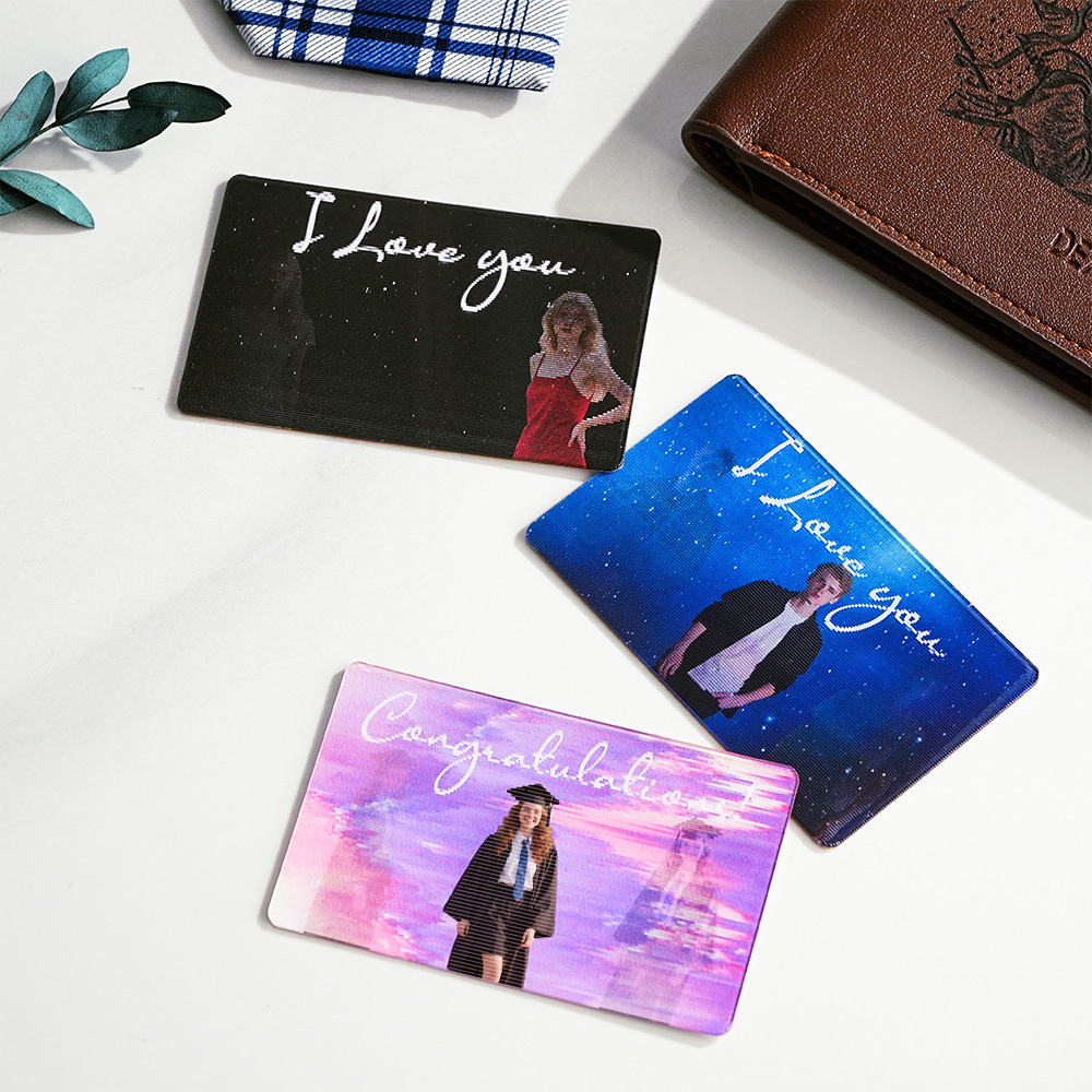 Custom 3-Photo Lenticular Wallet Card �C Personalized Anniversary/Birthday Gift for Him