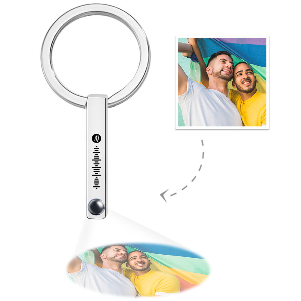 Personalized Photo Projection Keychain Custom Scannable Spotify Code Keychain Pride Gifts LGBT Gifts