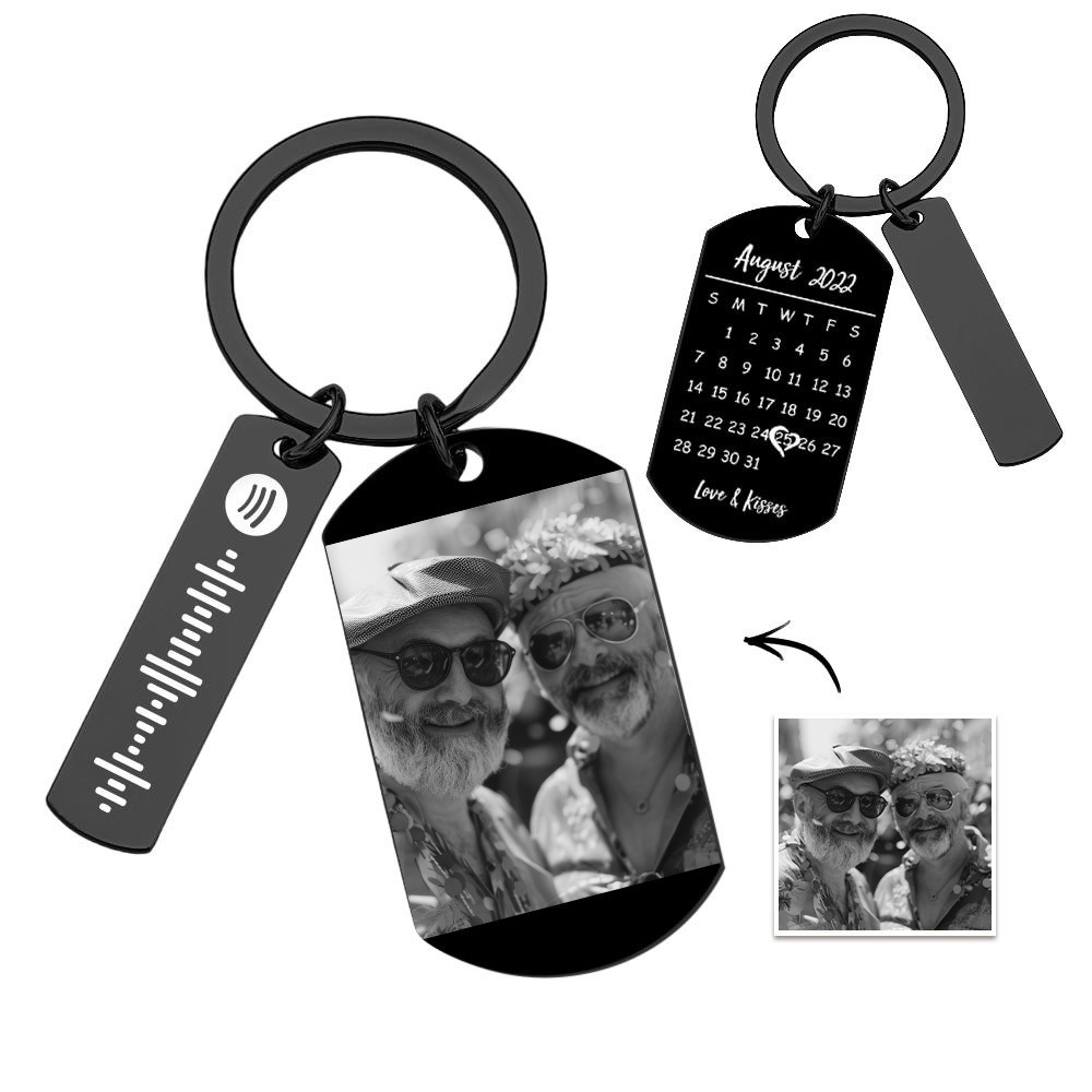 Custom Pride Gifts Personalized Spotify Calendar Keychain Photo Keyring LGBT Gift