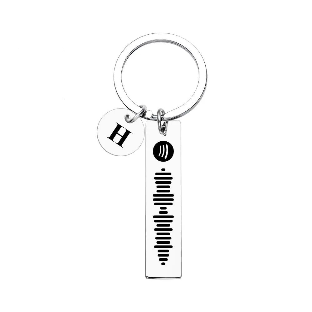 Scannable Spotify Code Keychain With Engraved Circle Pendant Custom Music Song Keychain Gift
