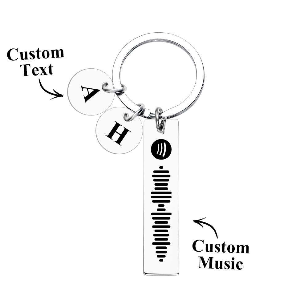 Scannable Spotify Code Keychain With Engraved Circle Pendant Custom Music Song Keychain Gift -