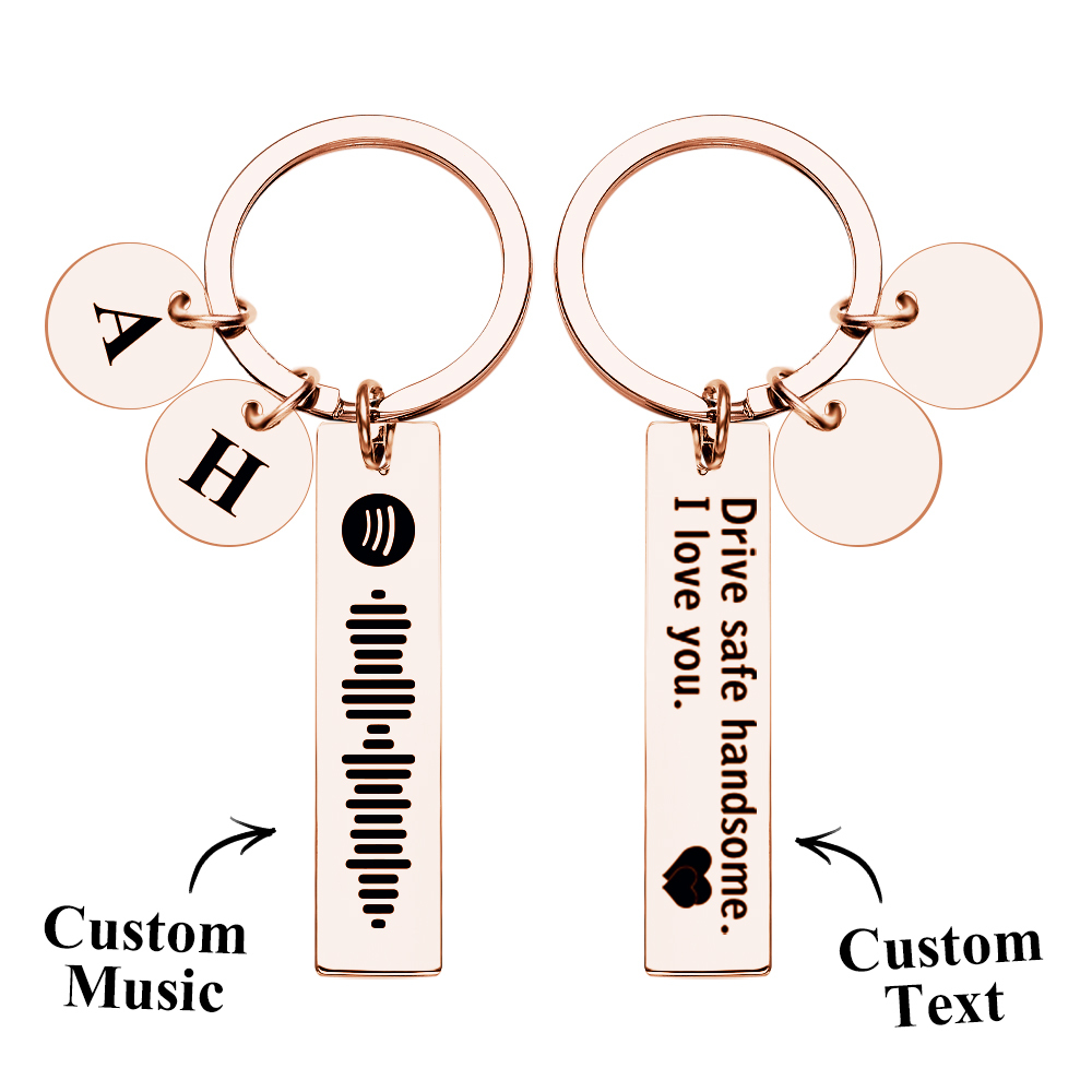 Scannable Spotify Code Keychain With Engraved Circle Pendant Drive Safe Keychain Custom Music Song Keychain Gift